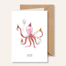 Afbeelding in Gallery-weergave laden, Wenskaart Inktvis Feest - Juulz Illustrations - A6 met envelop