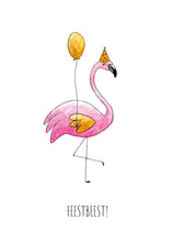 Afbeelding in Gallery-weergave laden, Wenskaart Flamingo - Juulz Illustrations - A6 met envelop