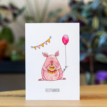 Afbeelding in Gallery-weergave laden, Wenskaart Feestvarken - Juulz Illustrations - A6 met envelop