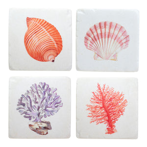 Onderzetters - Schelp& Koraal - set van 4 - Sass & Belle