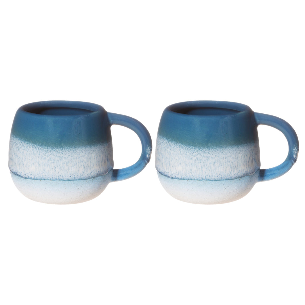 Espressomokken set van 2 - Schuimende branding blauw - Mojave glazuur