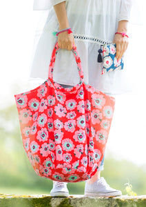Canvas Shopper/Strandtas met rood/roze lelies - Overbeck and Friends