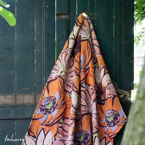 Plaid peony oranje bloemen - Imbarro