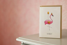 Afbeelding in Gallery-weergave laden, Wenskaart Flamingo - Juulz Illustrations - A6 met envelop
