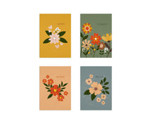 Afbeelding in Gallery-weergave laden, Ansichtkaarten - set van 4 - bloemen en tekst
