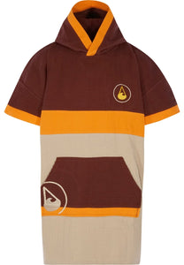 Surfponcho voor op reis - Porlamar - rood oranje taupe -  M - Wave Hawaii