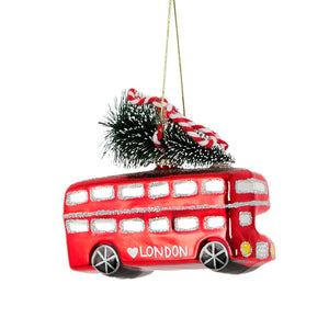 Kerstbal Londonbus met boom